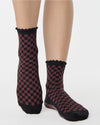 Women's Annie Ankle Grip Sock - Brown Checkered