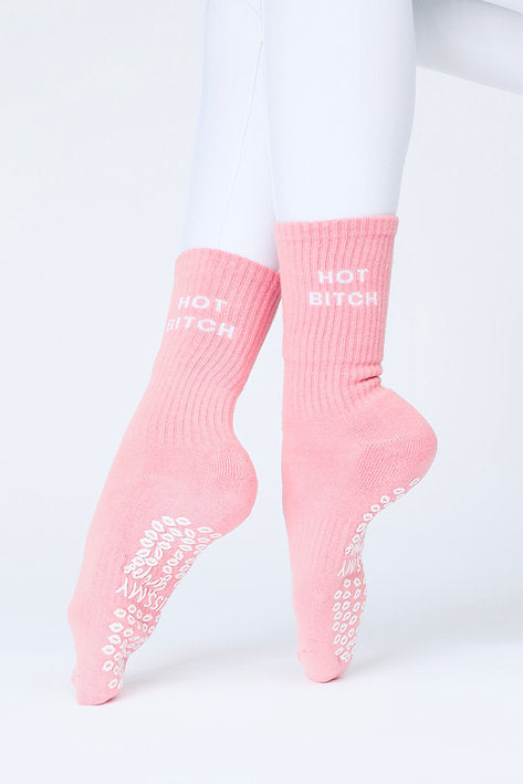 Hot Bitch Pink Grip Socks