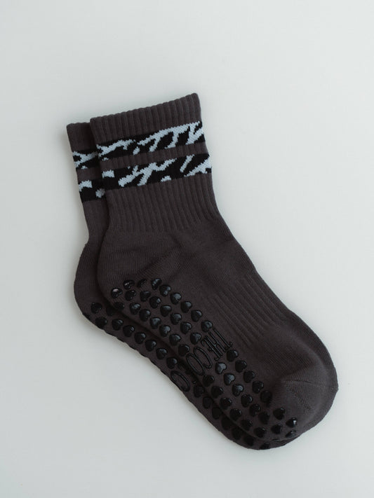 TCC Coastal Concrete Double Stripe Pilates grip sock