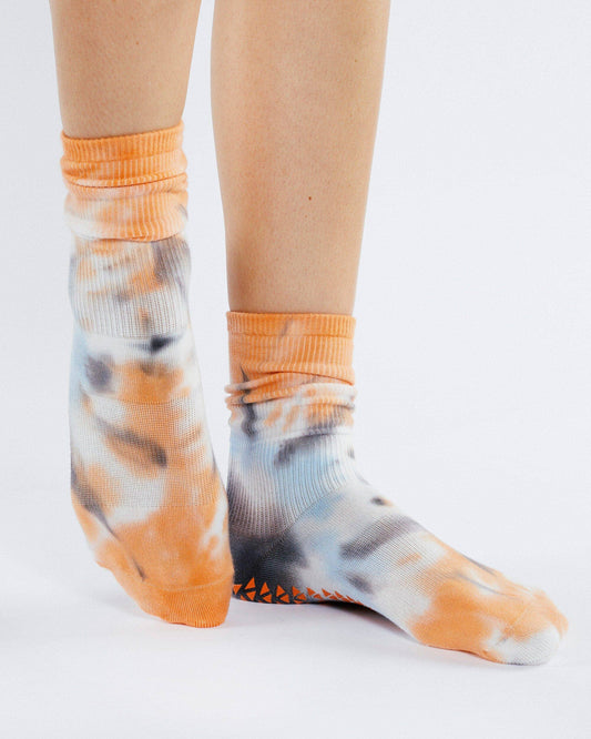 Women's Bullseye Crew Grip Sock - Warm Coral