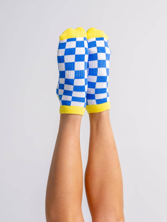 Ankle - Banana Disco Check Grip Socks