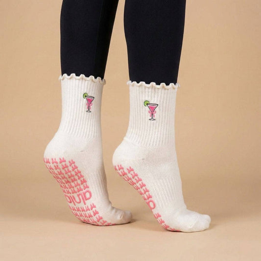 🍸 Pink Cosmopolitan Grip Sock