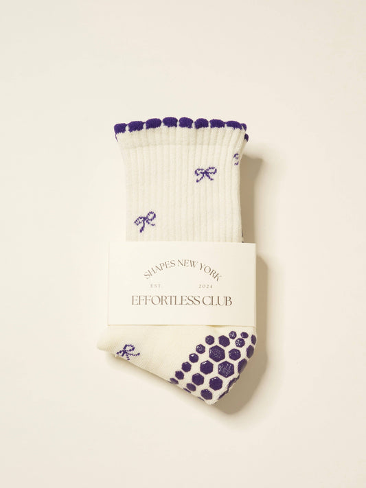 🎀 Mini Bow Petal Grip Sock - Indigo