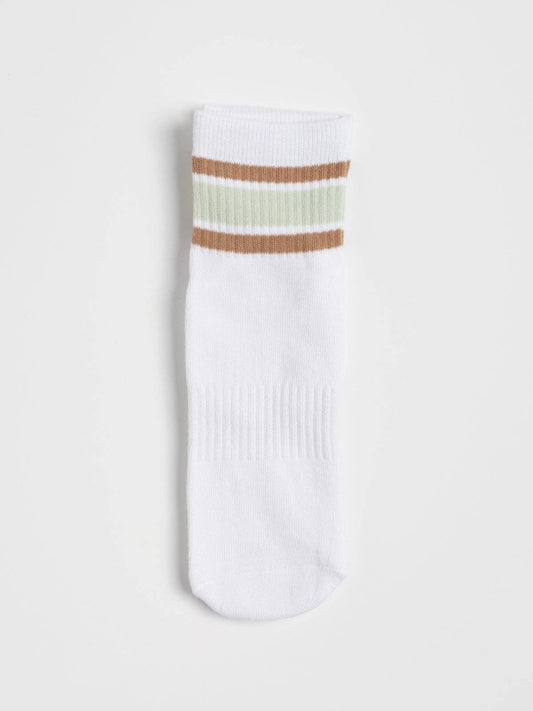 🌿 Campus Quarter Grip Sock – Mint + Dune