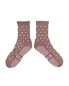 The Core Club Brown and Pink Polka Dot crew grip socks for Pilates and Barre