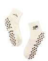 Healing Heels Pawlates cream ankle grip socks with embroidered dogs