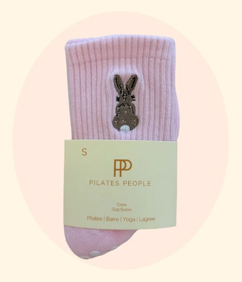 Bunny Grip Sock – Embroidered Ankle Sock with Studio Grip