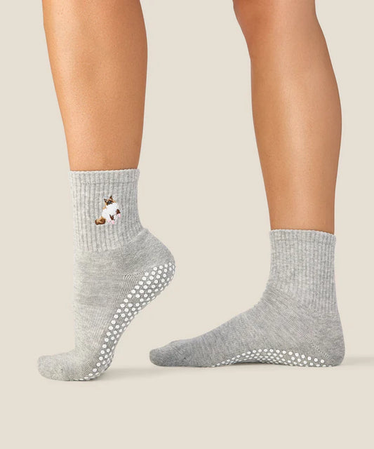 Ginger Cat Grip Socks – Grey Marle