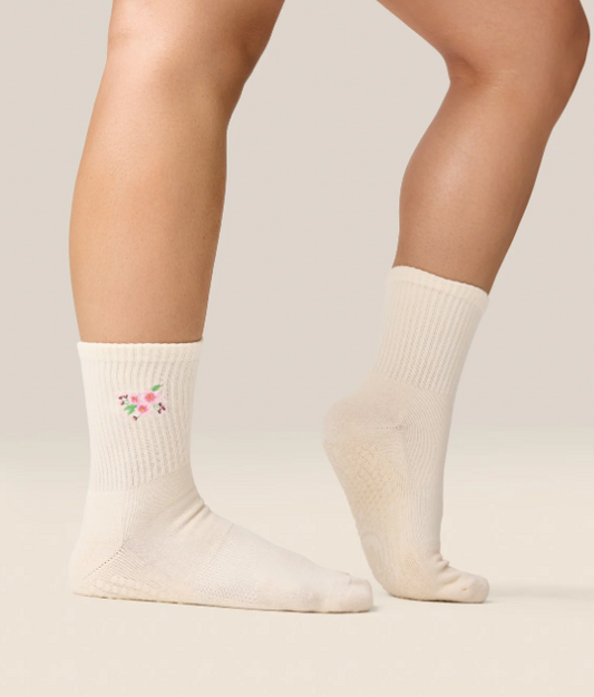 Cherry Blossom Ivory Grip Sock