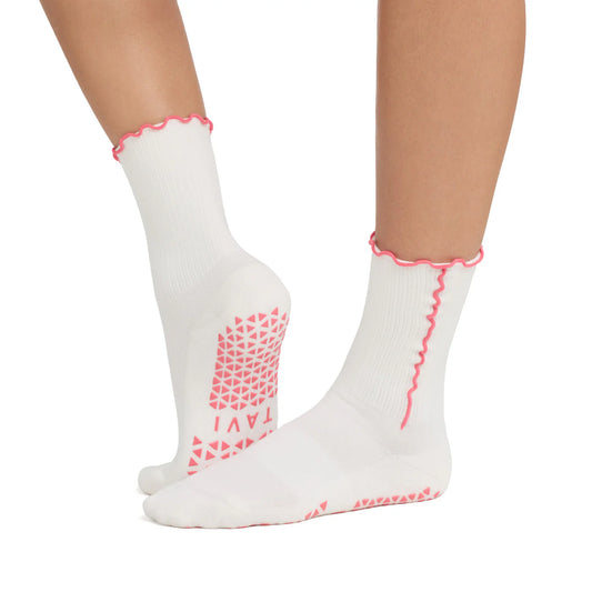 Kalea Ruffle Grip Socks – Coconut
