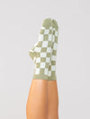 Studio Grip Sock – Olive Check
