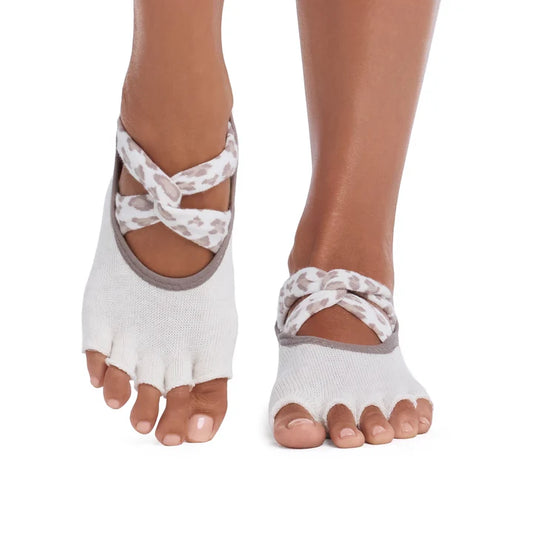 Half Toe Ivy Grip Socks: Leopard Sand