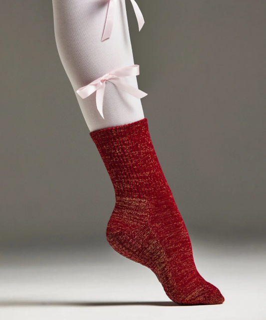 Crew Non Slip Grip Socks - Tinsel Ruby