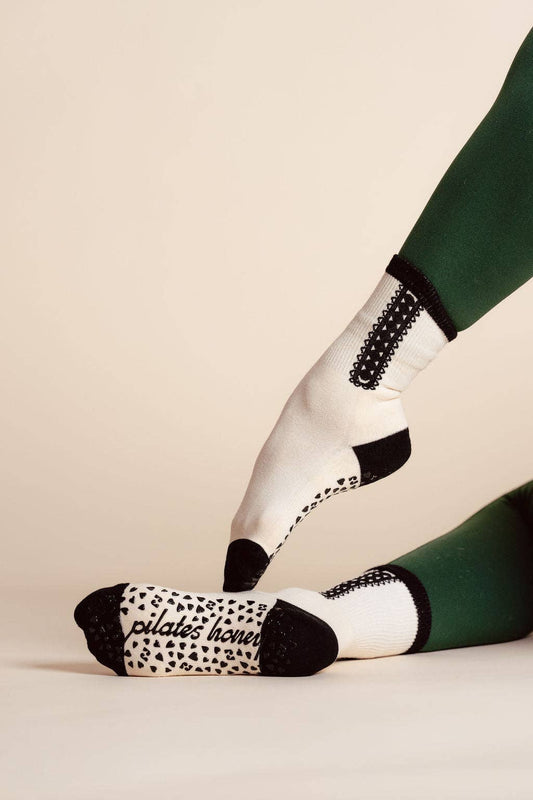 Dressage Crew Grip Sock — Pilates Honey grip socks product view