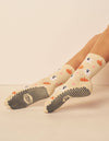 Lucky Honey Tricks and Treats cream crew grip socks with pumpkins ghosts and pink stars