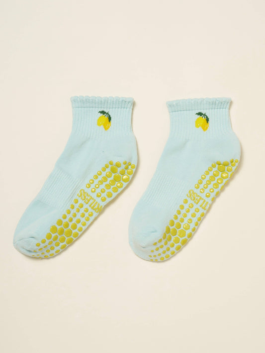 🍋 Cropped Crew Grip Sock - Lemon