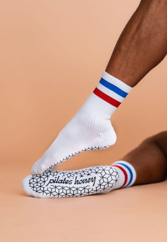 Men's Red & Blue Stripe Crew Grip Sock