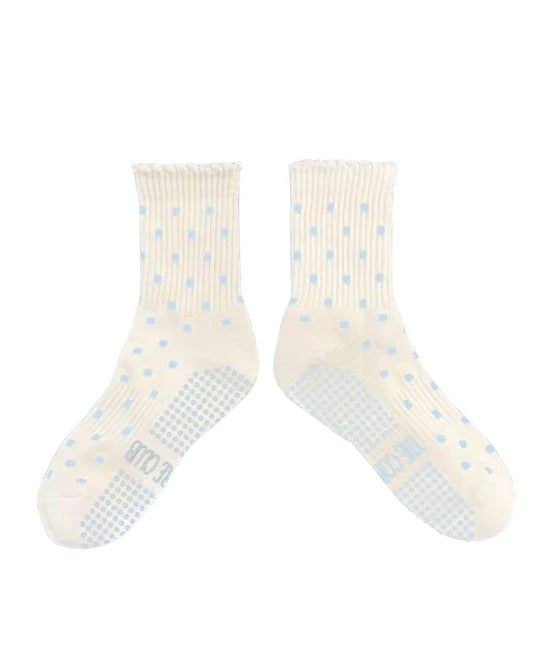 TCC Yellow & Blue Polka Dot Grippy Socks