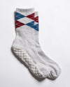 The Legacy grey argyle grip socks by Revel Athletic, product view