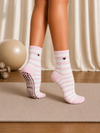Pilates People Pink & Cream Stripes Grip Socks official image 1