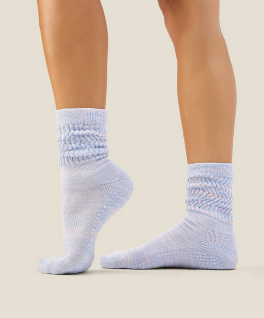 Scrunch Grip Socks - Blue Pink Marle