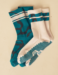 Lucky Honey Wild Side Crew grip socks — animal-print product photo 8