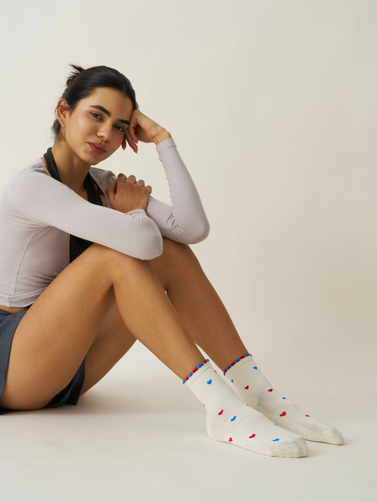 🇺🇸 USA Mini Heart Petal Grip Sock, Pilates Socks