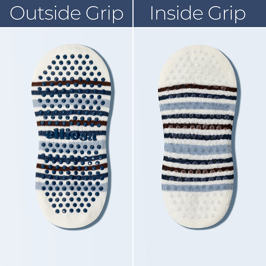 Elliosa Autumn Stripe Grip Socks in Slow Morning - grip sole detail
