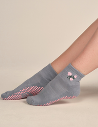 Lucky Honey Harlow Grip Sock in Little Roses Blue