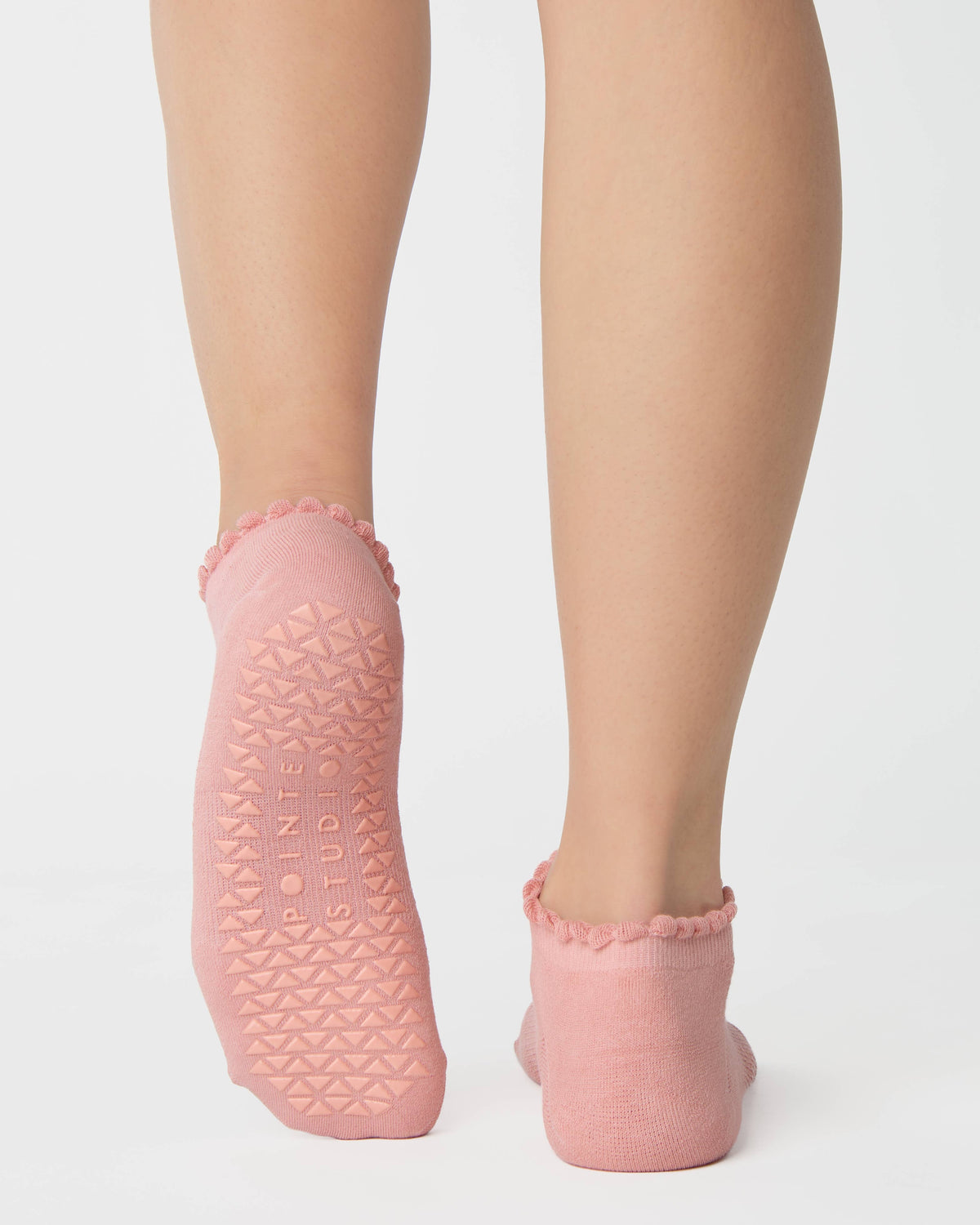 Pointe Studio Love Full Foot Grip Sock in coral pink — official product image 2