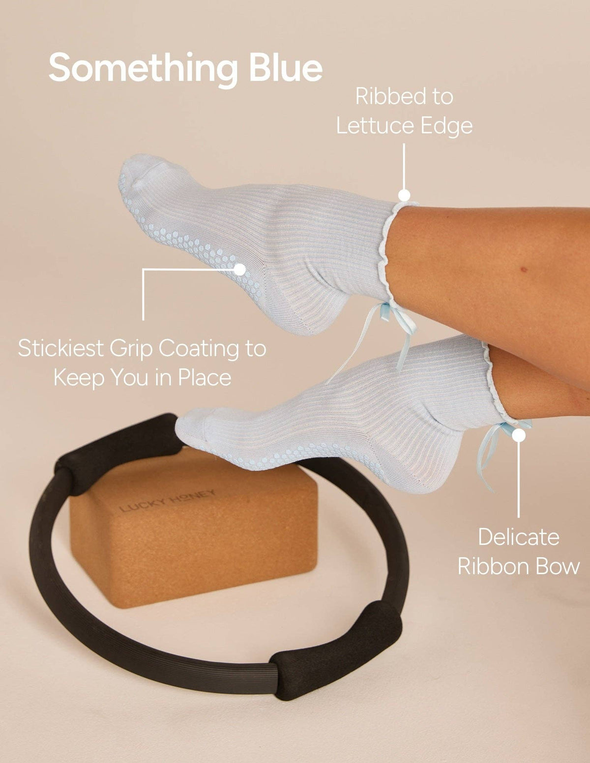 Lucky Honey Juliet Grip Sock in White detail 3