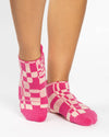Pointe Studio Retro Geo Full Foot Grip Sock in hot pink — official product image 1