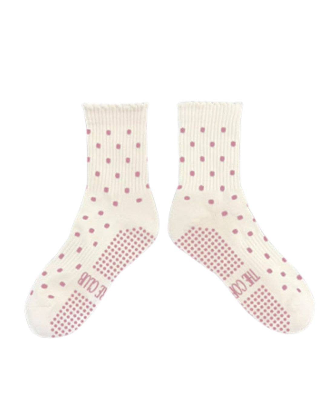 TCC Cream & Pink Polka Dot Grippy Socks