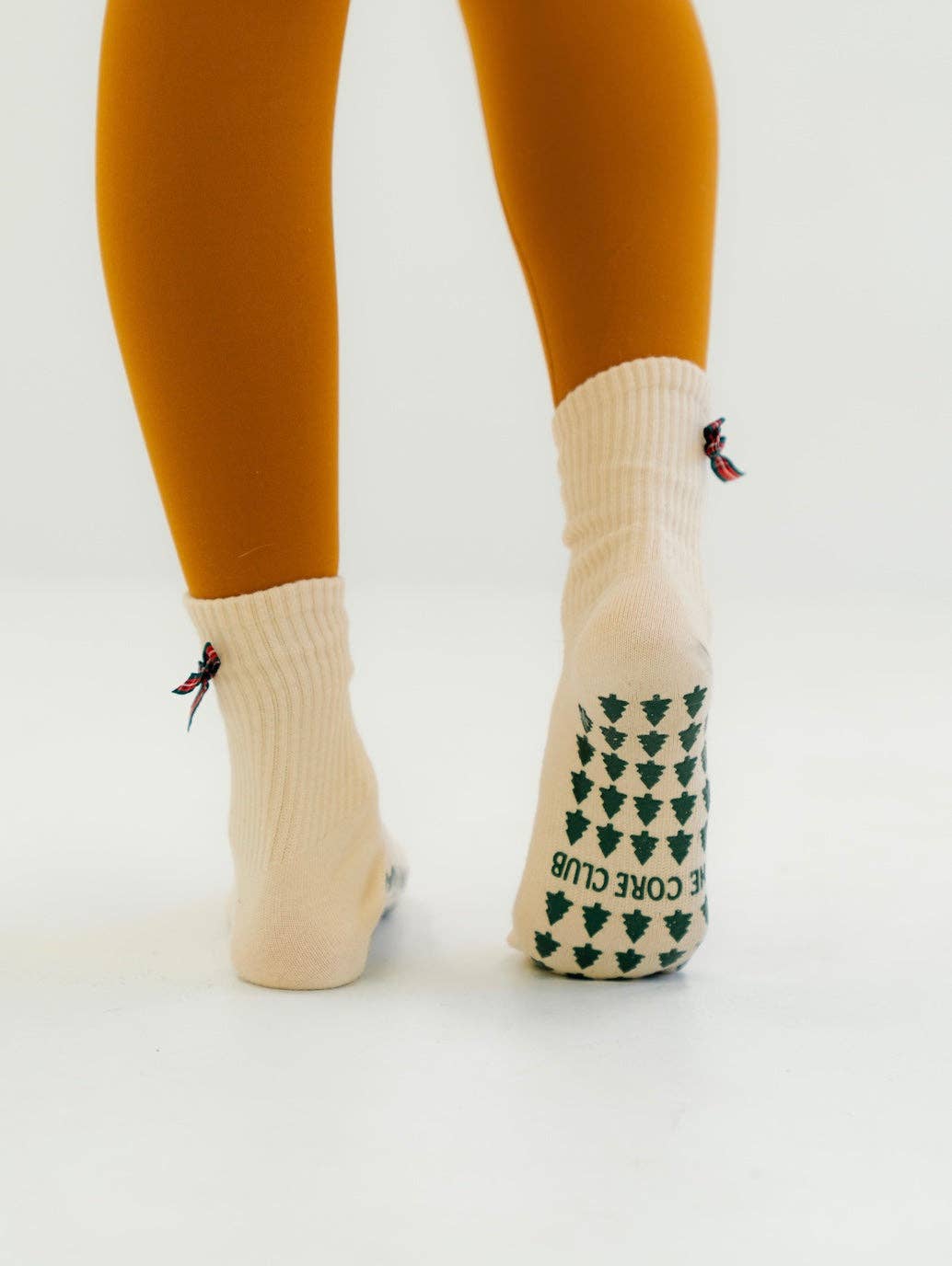 TCC Gingham Christmas Bow Sock  | Pilates & Barre Grippy Socks