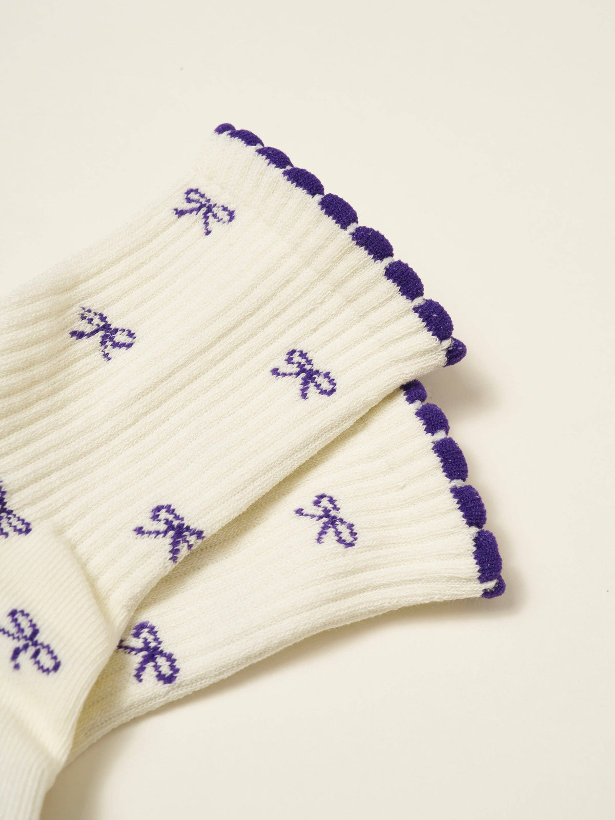 🎀 Mini Bow Petal Grip Sock - Indigo