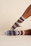 Heirloom Cable Scalloped Ruffle Crew Grip Sock — Pilates Honey grip socks product view
