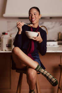 Highland Plaid Shorty Grip Sock — Pilates Honey grip socks alternate view