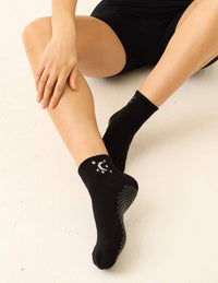 Lucky Honey Harlow Grip Sock in Daisy Black detail 2