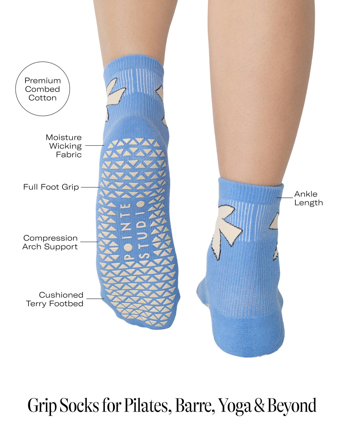Fly Away Ankle Grip Sock - Alaska Blue