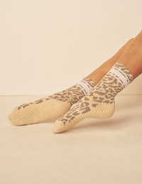 Lucky Honey Wild Side Crew grip socks — animal-print product photo 2