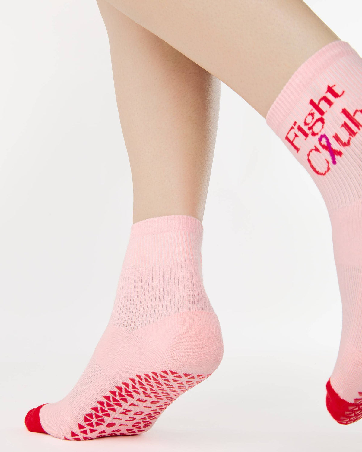 Pointe Studio x Susan G. Komen Fight Club Ankle Grip Sock in pink — official product image 4