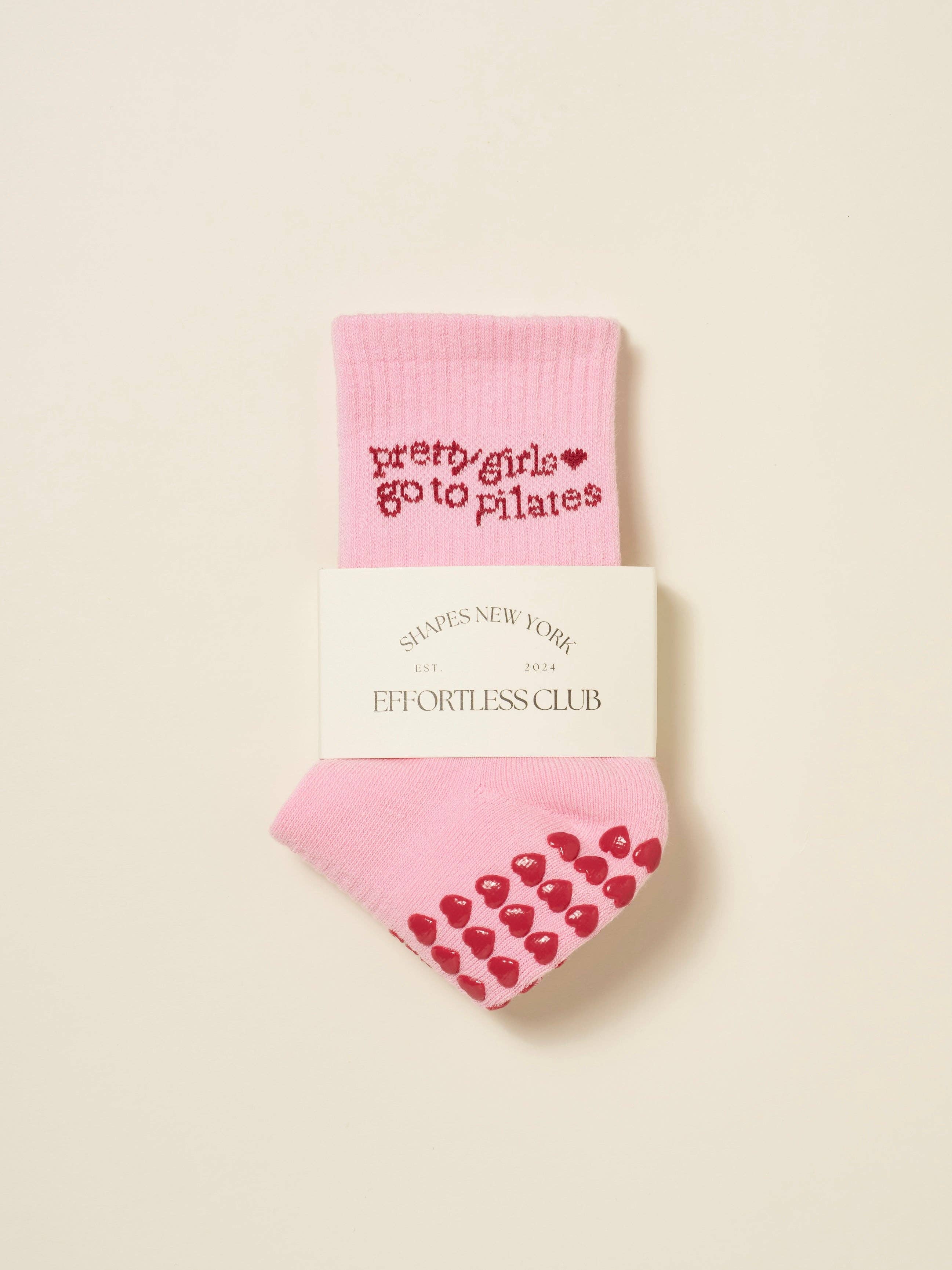 🩰 Pilates Girl Grip Sock – Pink Heart