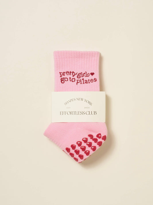 🩰 Pilates Girl Grip Sock – Pink Heart