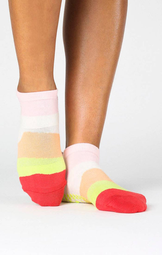 Layered Stripe Full Foot Grip Sock – Rose