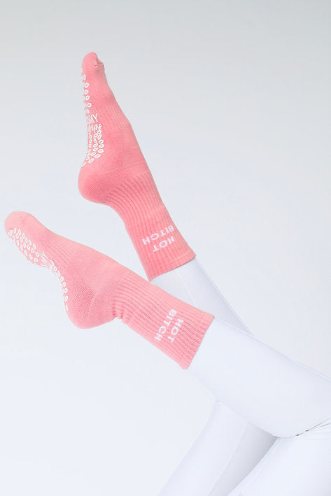 Hot Bitch Pink Grip Socks