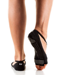 Black Arebesk Muse Open Toe Grip Socks showing heel and sole grips