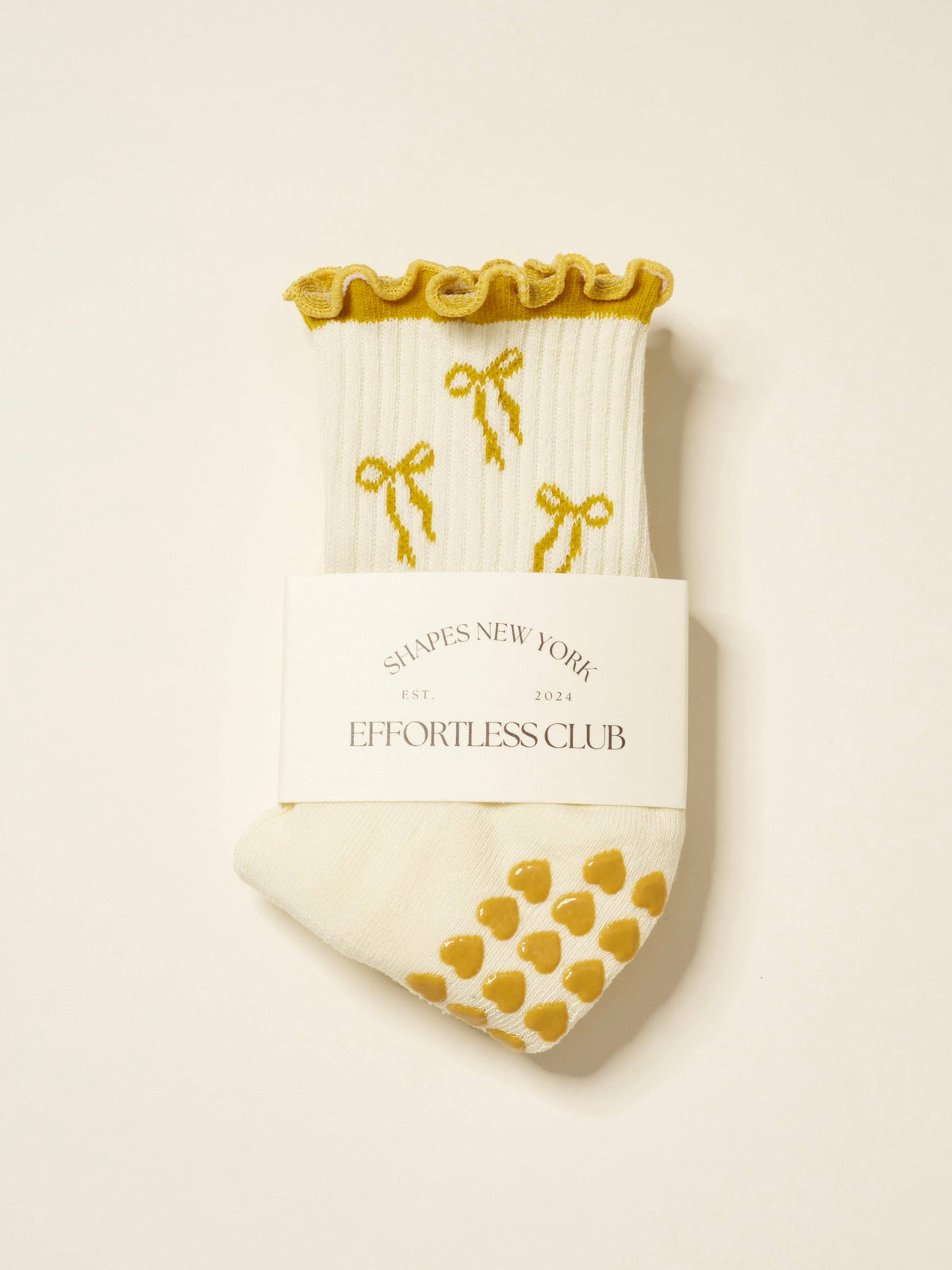 Effortless Club Bow Ruffle Grip Sock - Gold