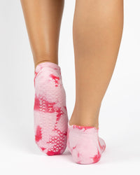 Pointe Studio Washout Full Foot Grip Sock in hot pink tie-dye — official product image 2