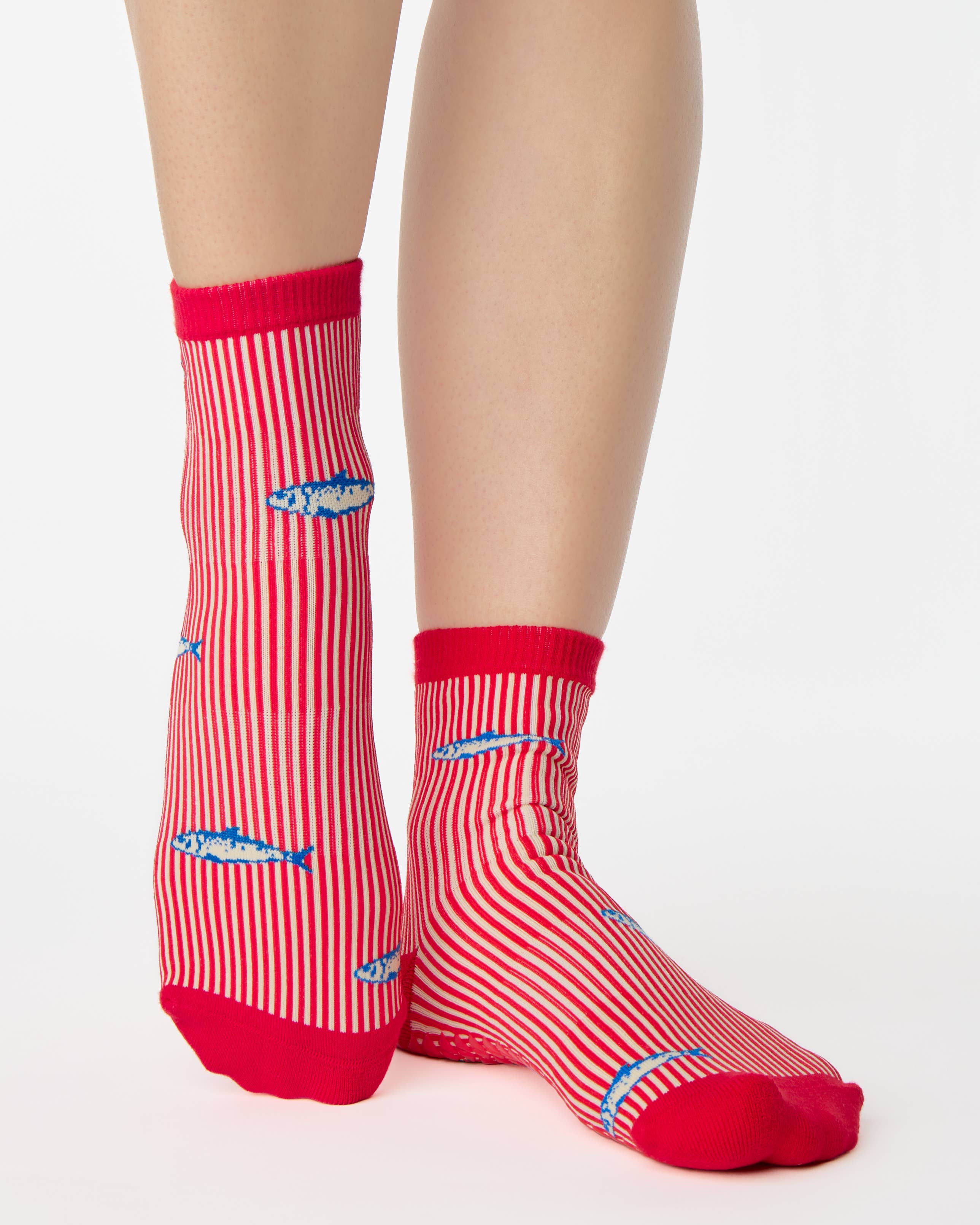 Sardines Ankle Grip Sock | Red