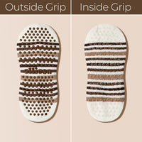 Elliosa Autumn Stripe Grip Socks in Coffee Run - grip sole detail